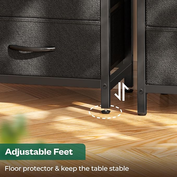 Huuger Night Stand with Charging Station, 4 Drawer Dresser - Image 8