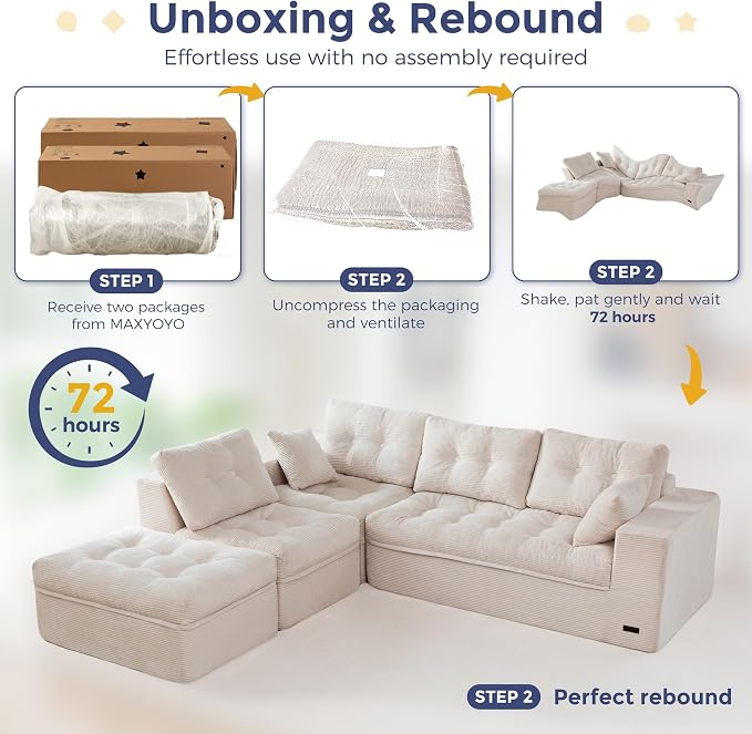 MAXYOYO 132" L Shaped Modular Sectional Sofa - Image 9
