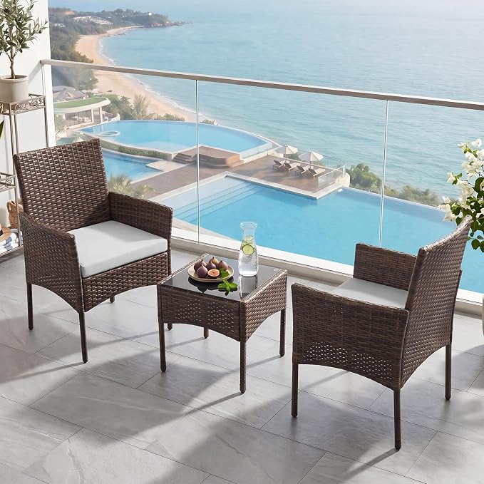 Sweetcrispy 3 Piece Patio Furniture Set, All-Weather Outdoor Conversation Set - Image 8