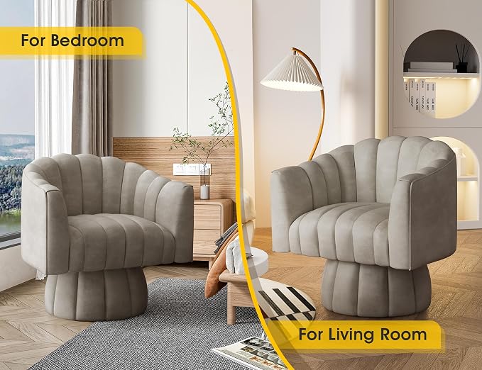 Dewhut Swivel Accent Chair, 360° Swivel Barrel Chair - Image 4