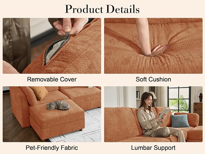 Oversized Modular Sectional Sleeper Couch, Solid Wood Frame, Removable Washable - Image 7
