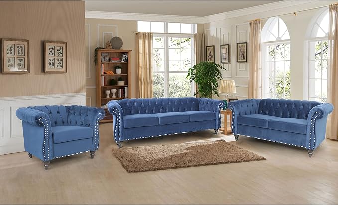 RARZOE 2 Pieces of Living Room Furniture Sofa Sets, Modern Contemporary Tufted - Image 3