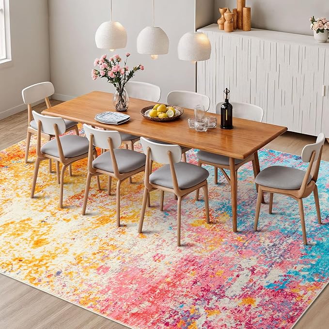 Rugflix 5x7 Area Rugs for Living Room, Washable Large Multicolor Rug - Image 3