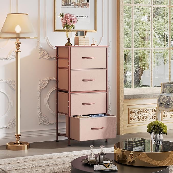 WLIVE 4 Drawers Dresser for Bedroom, Dresser for Hallway, Sturdy Steel Frame - Image 4