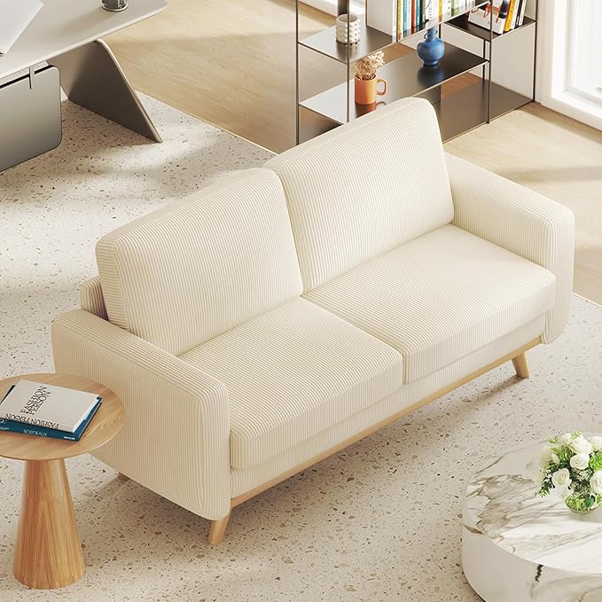 Vesgantti 68" Loveseat Sofa Beige, Comfy Corduroy Couch - Image 7