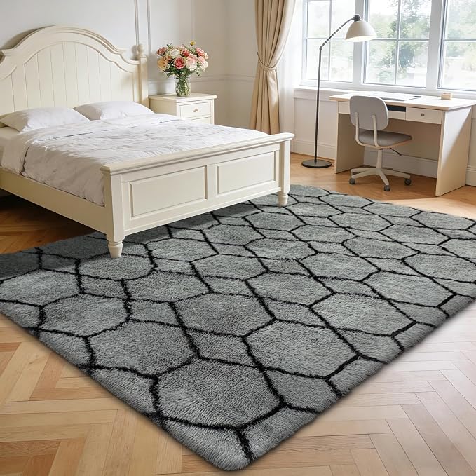6x9 Fluffy Area Rugs for Living Room, Shag Area Rug for Bedroom, Geometric Soft - Image 7