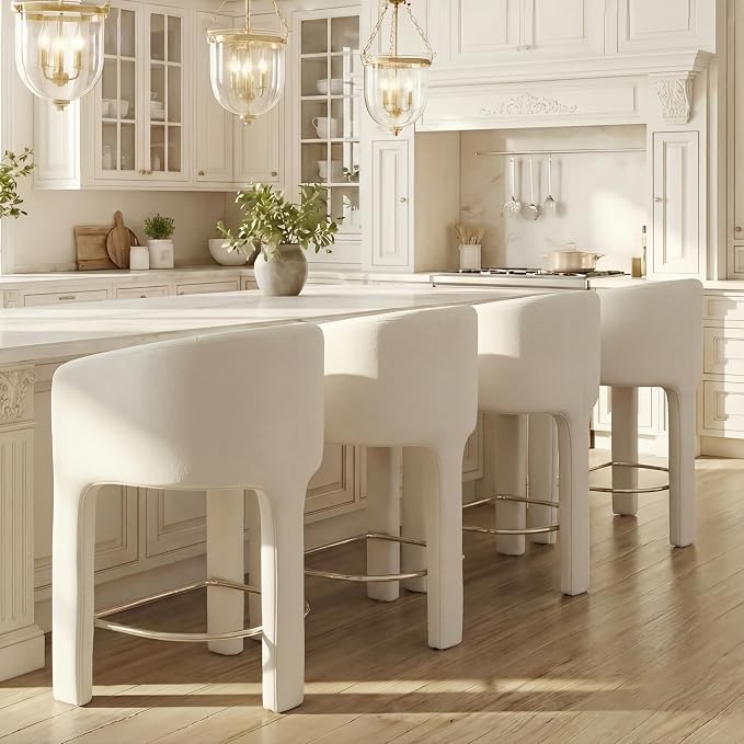 HNY Modern Counter Height Bar Stools Set of 4, 26”H Barrel Counter Stools - Image 7