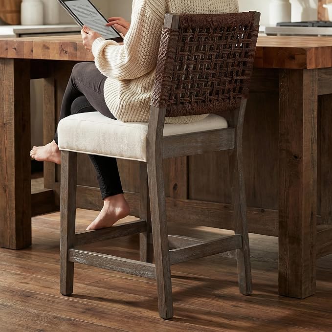 27" Woven Rope Counter Stools Set of 4 - Image 5