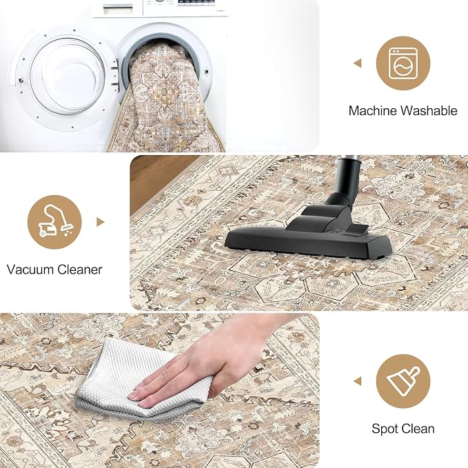 Yamaziot Washable Runner Rug, 2x6 Non-Slip Boho Vintage Hallway Rug Runner - Image 5