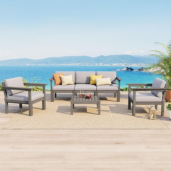 Stoog 6-Piece Modular Outdoor Sectional Sofa Set, All-Weather Patio Furniture by Stoog