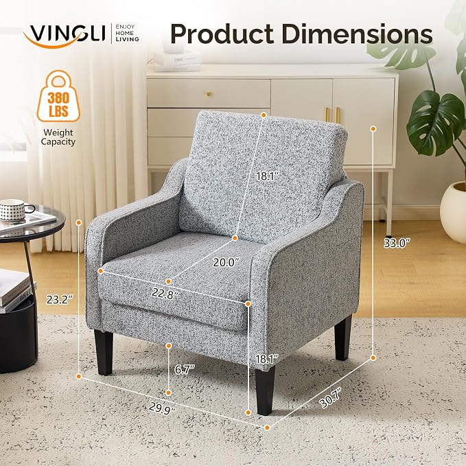 VINGLI Accent Chair for Living Room Chairs Reading Chair for Bedroom Chair - Image 3