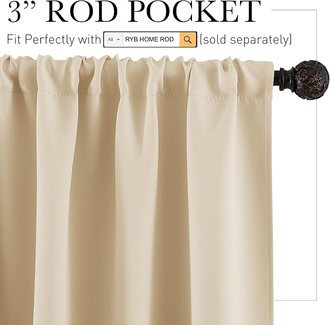 RYB HOME Curtains for Bedroom 84 inches Long 2 Panels Set, Privacy Thermal - Image 3