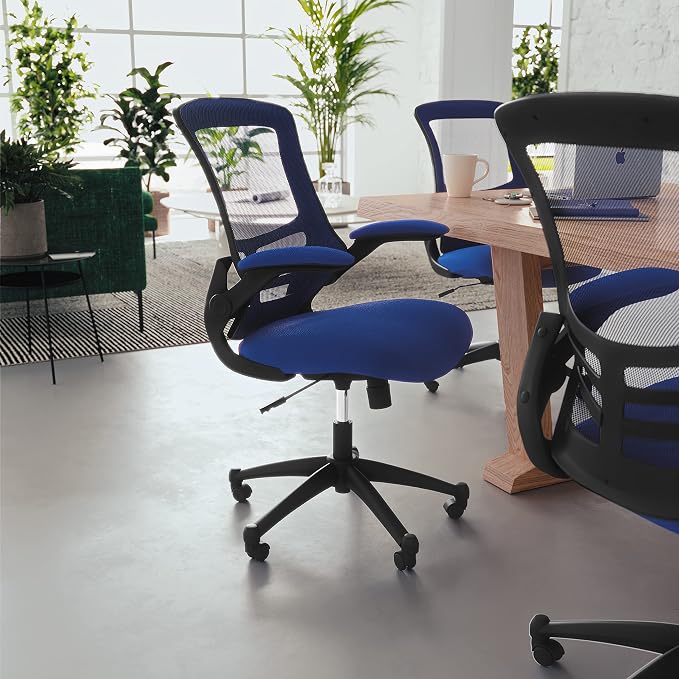 Flash Furniture Kelista Mid-Back Blue Mesh Swivel Ergonomic Task Office Chair - Image 2