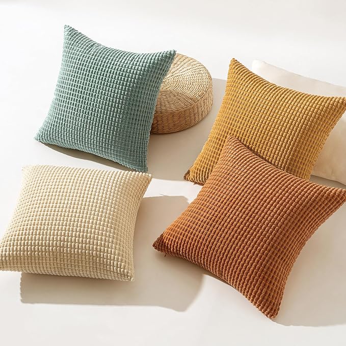 MIULEE Boho Farmhouse Decorative Pillow Covers 20x20 Inch Set of 4 Rustic - Image 4