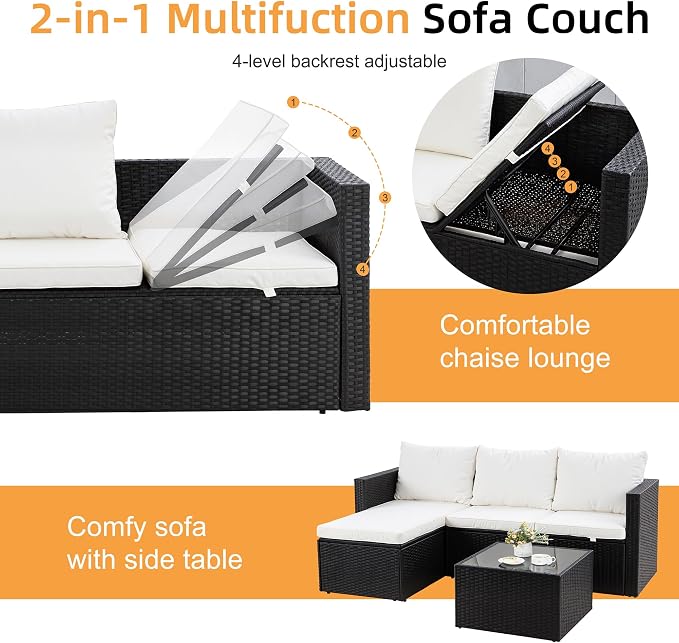 Shintenchi 4 Pieces Patio Furniture Sets, Outdoor Sofa Patio Sectional Sets All - Image 12