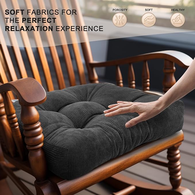Lokex Rocking Chair Cushion Only, Tufted Non-Slip Comfortable Rocking Chair - Image 4