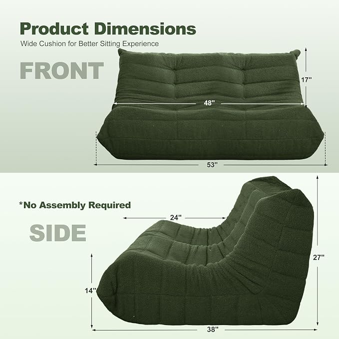 Bean Bag Loveseat Chair Big Sofa Beanbag Chair - Image 2