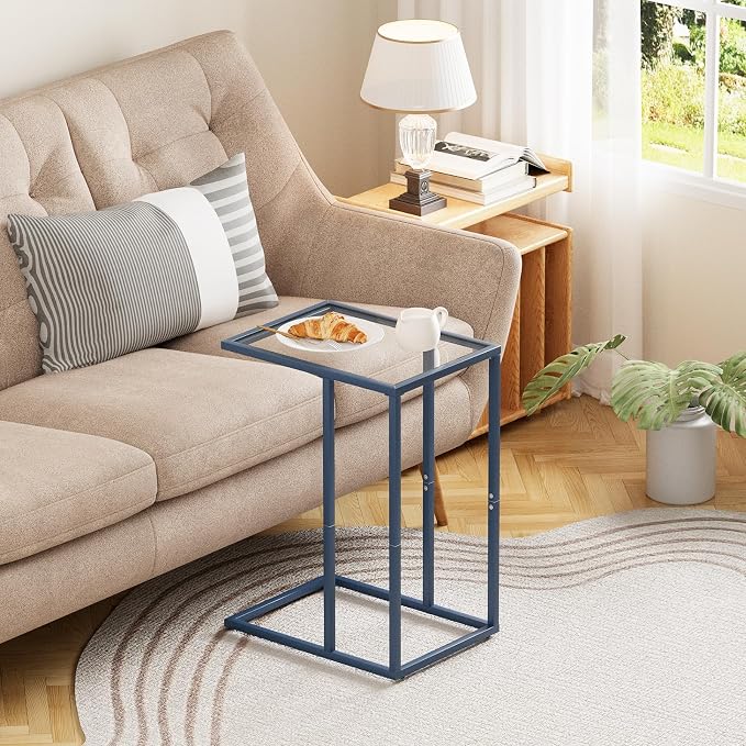 C Table End Table, Glass Couch Side Table, Tempered Glass Snack Side Table - Image 6