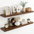 fuqing 40 Inch Floating Shelves | 6.7 Inch Deep Dark Wood Floating Shelves by Fuqing