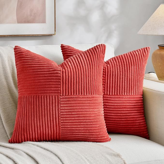 Fancy Homi 2 Packs Red Decorative Throw Pillow Covers 20x20 Inch by Fancy+Homi