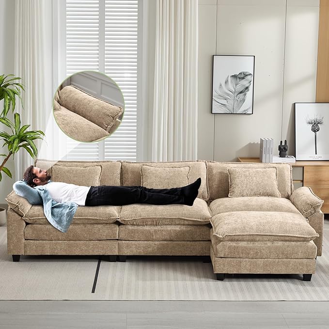 Oprisen 120" Modular Sectional Sofa, Comfy Cloud Couch Sectional Sofa - Image 5