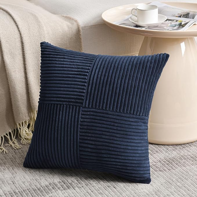 Fancy Homi 2 Packs Navy Blue Euro Decorative Throw Pillow Covers 28x28 Inch - Image 2