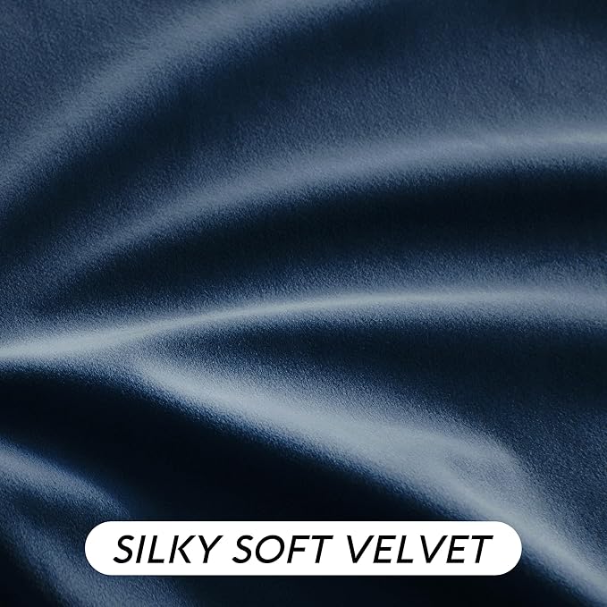 RYB HOME Navy Velvet Curtains 90 inches- Velevt Blackout Curtains - Image 5