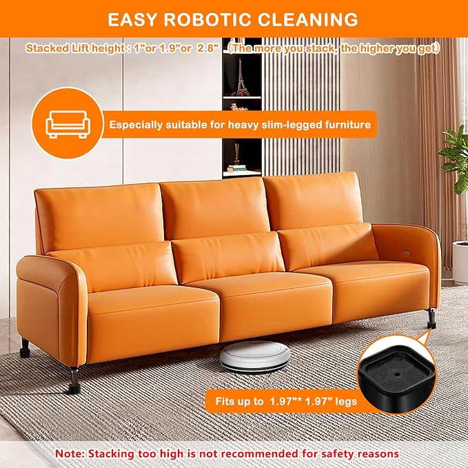 Furniture Risers Adjustable Bed Risers Heavy Duty Lifts Height 3", Square - Image 3