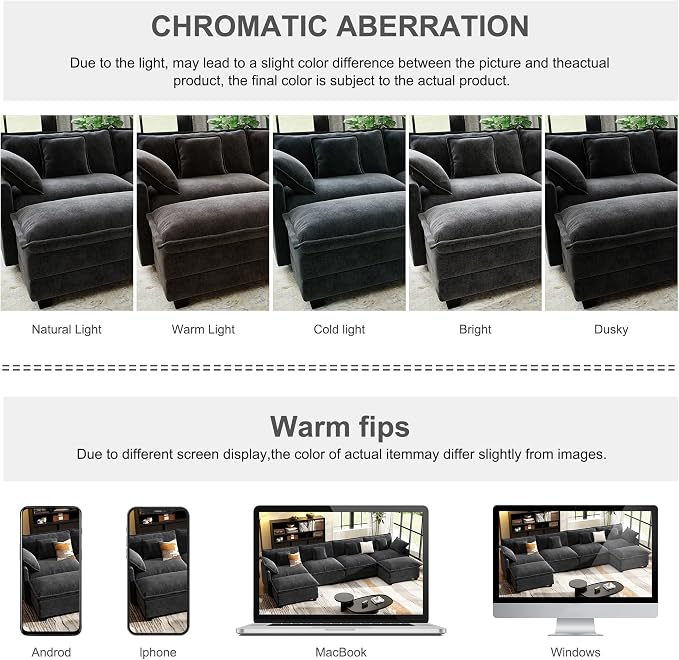 146" Cloud Couch Sectional, U Shaped Modular Sectional Sofa, 4-Seat Deep Seat - Image 7