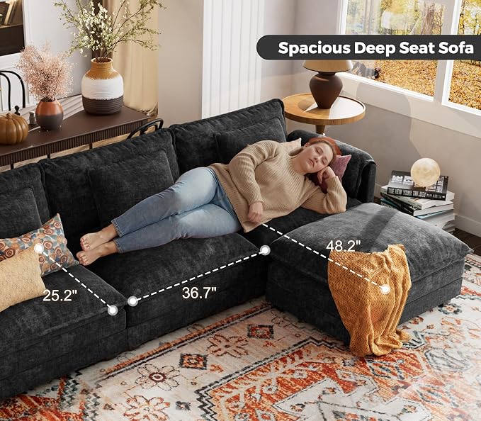 ELUCHANG Oversized 153" Modular Sectional Sofa, Comfy Cloud Couch, L Shaped - Image 8