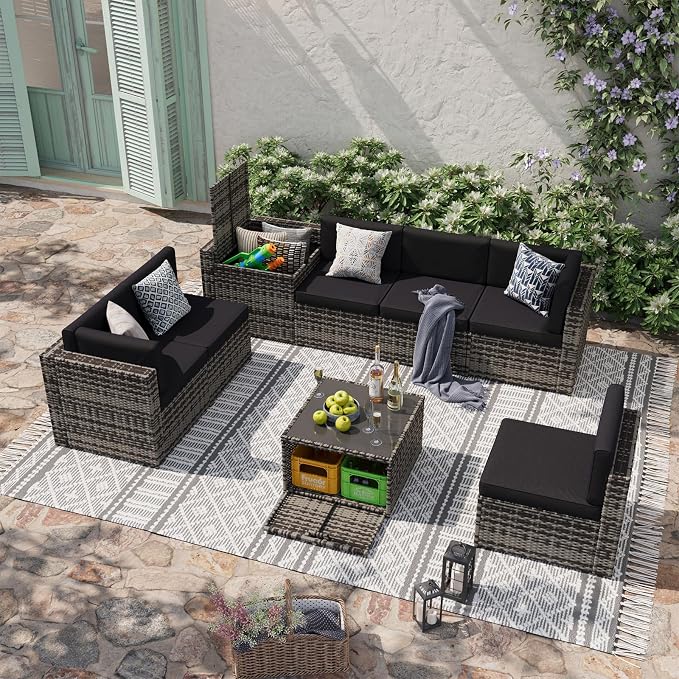 Aoxun 8 Piece Patio Furniture Set, Wicker Outdoor Furniture - Image 4