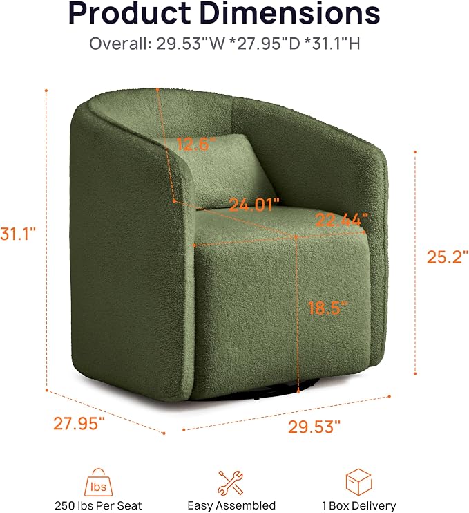 Oversized Boucle Swivel Accent Chair - Image 2