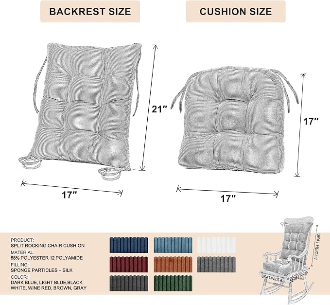 Lokex Rocking Chair Cushion Only, Tufted Non-Slip Comfortable Rocking Chair - Image 7