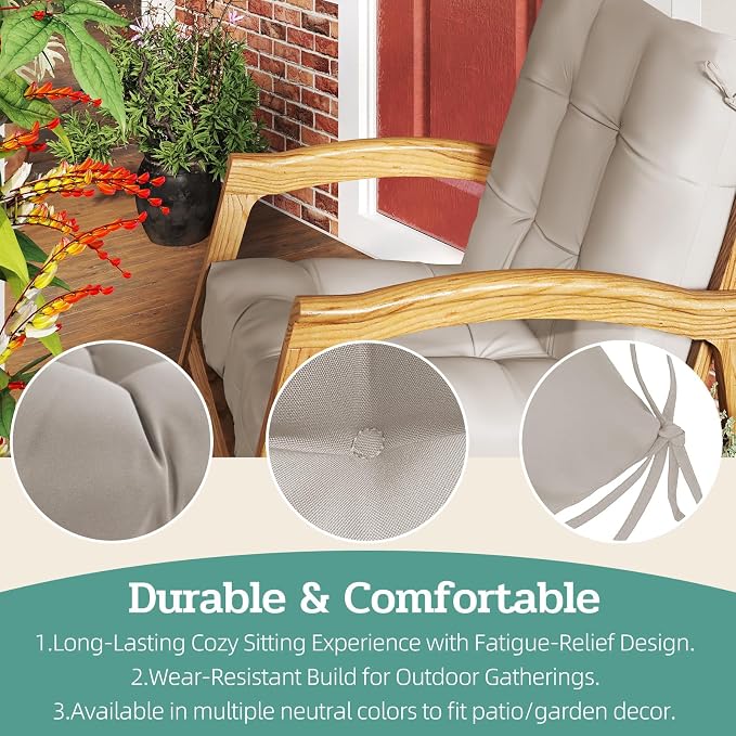 Outdoor Chair Cushions Set of 2, High Back Soft Seat Pad - Image 6