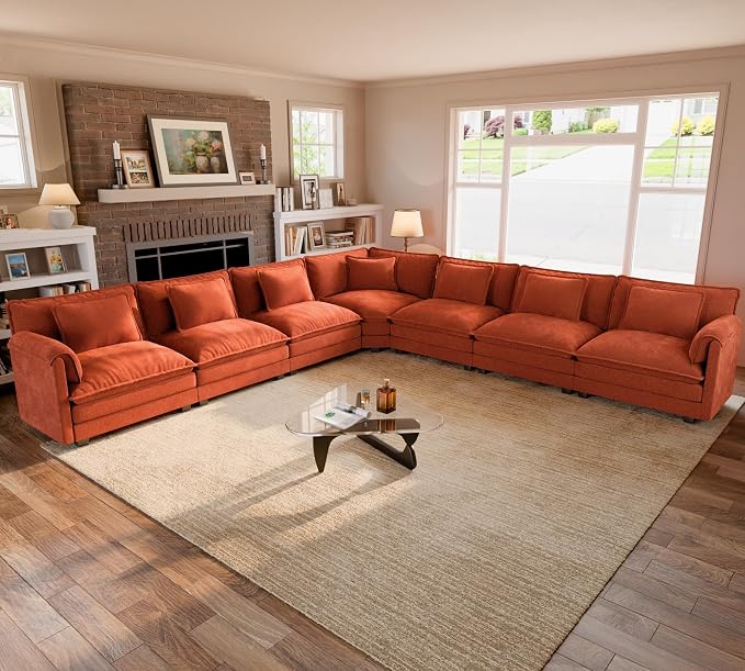 ELUCHANG 150" Oversized V-Shaped Cloud Couch Modular Sectional Sofa by ELUCHANG
