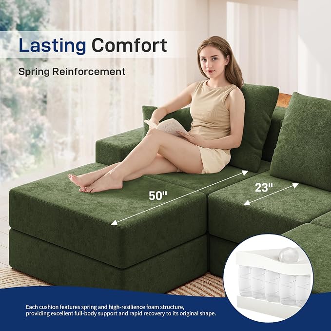 Living&Giving 128" U-Shaped Cloud Sectional Couch - Image 6