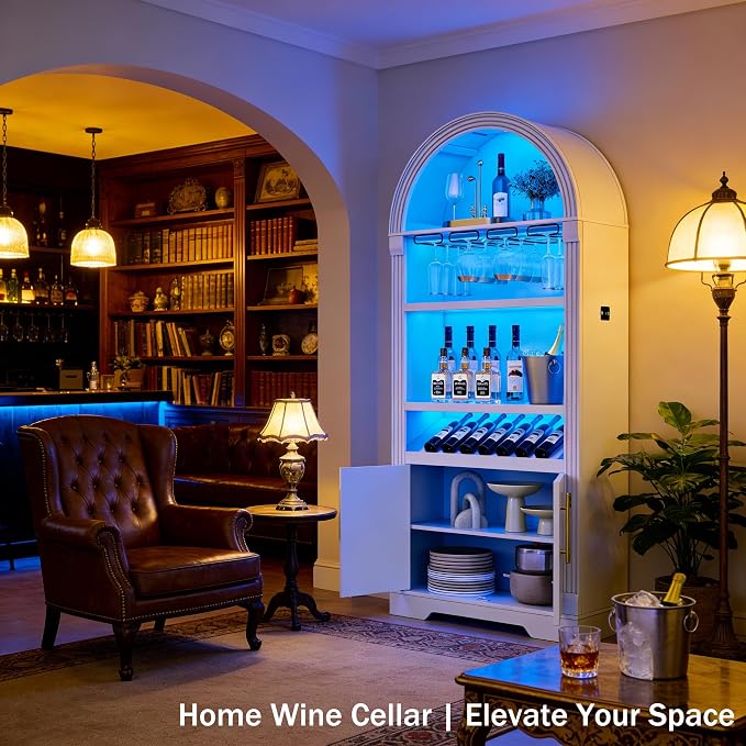 Vlsrka 71" Tall Arched Wine Bar Cabinet - Image 3