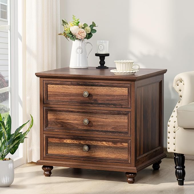 Joaxswe 24" Wide Farmhouse Night Stand Set of 2, Large End Table - Image 5