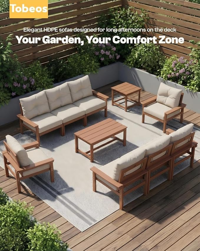 HDPE 4 Piece Patio Furniture Set, All-Weather Outdoor Couch - Image 8