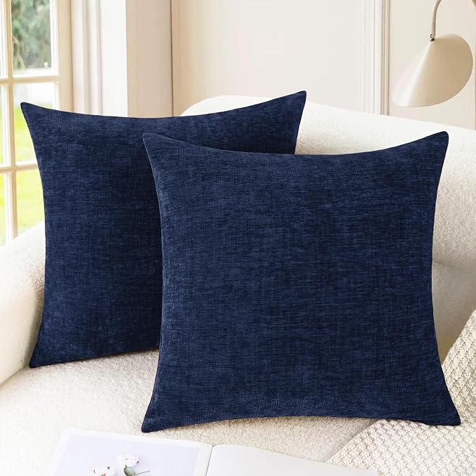 CaliTime Throw Pillow Covers Decorative 24 X 24 Inches Pack of 2 Cozy Chenille by CaliTime
