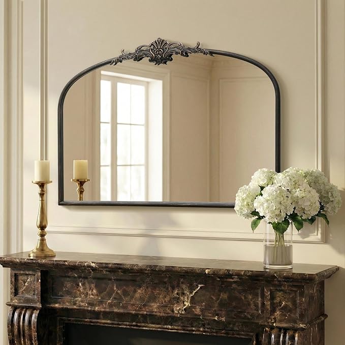 Besdomus Vintage Arched Black Mirror: 32"x24" French Large Black Vintage Wall - Image 6