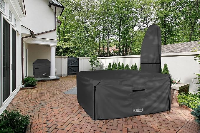 ULTCOVER 600D Tough Canvas Heavy Duty Square Patio Table and Chairs Cover - Image 6