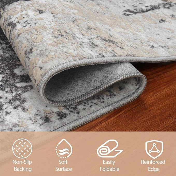 9x12 Area Rugs for Living Room Rug Washable: Abstract Large Rug for Dining Room - Image 3