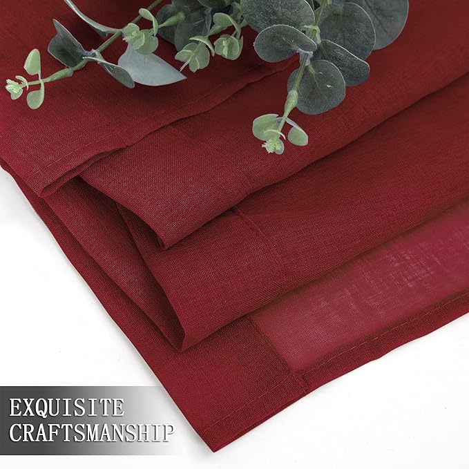 Tollpiz Short Sheer Curtains Living Room Linen Textured Curtain Sheers Light - Image 7