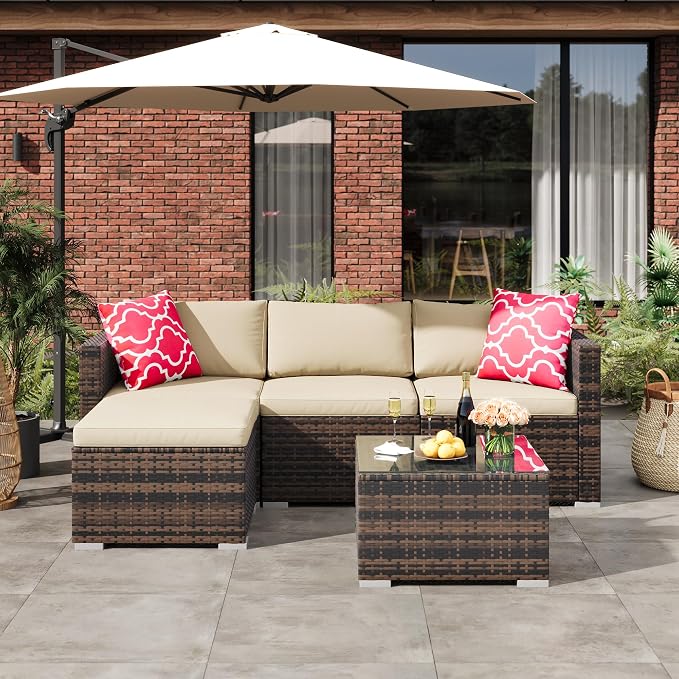 5-Piece Outdoor Sectional Sofa Set, All-Weather PE Rattan Patio Furniture - Image 8