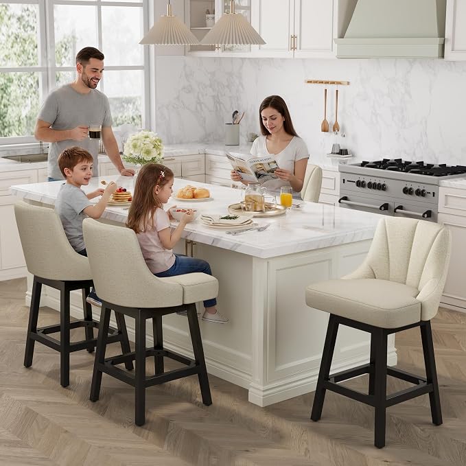 YaFiti Swivel Bar Stools Set of 3, 26 Inch Counter Height Bar Stools - Image 2