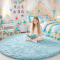 Amdrebio Light Blue Round Circle Area Rug 6Ft by Amdrebio