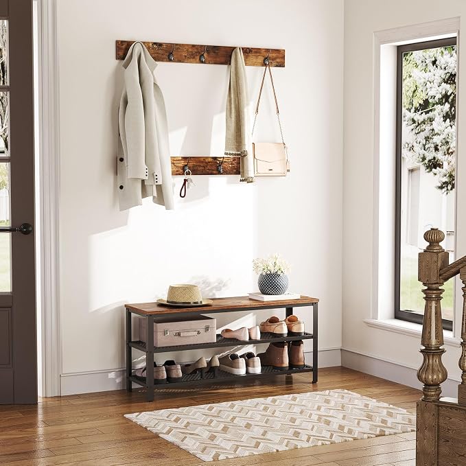 HOOBRO Hall Tree Entryway Storage Bench, Coat Rack Shoe Bench, Shoe Rack - Image 7