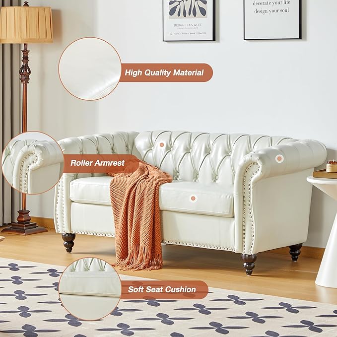 QHITTY 2 Piece Living Room Set, Sectional Chesterfield Sofa Chair Contemporary - Image 3