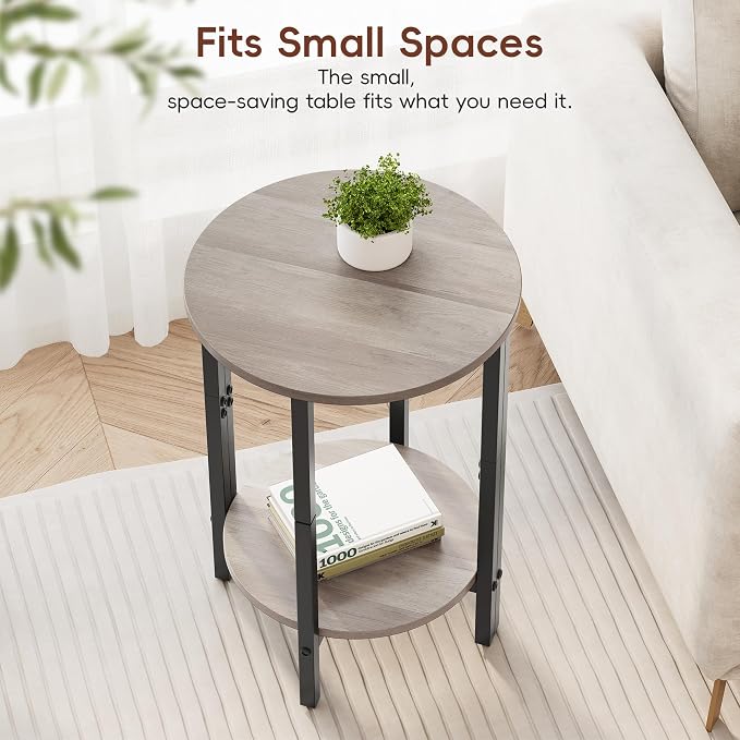 Vagusicc Side Tables Small End Tables, 2 Tier Couch Side Table, Small Round - Image 8